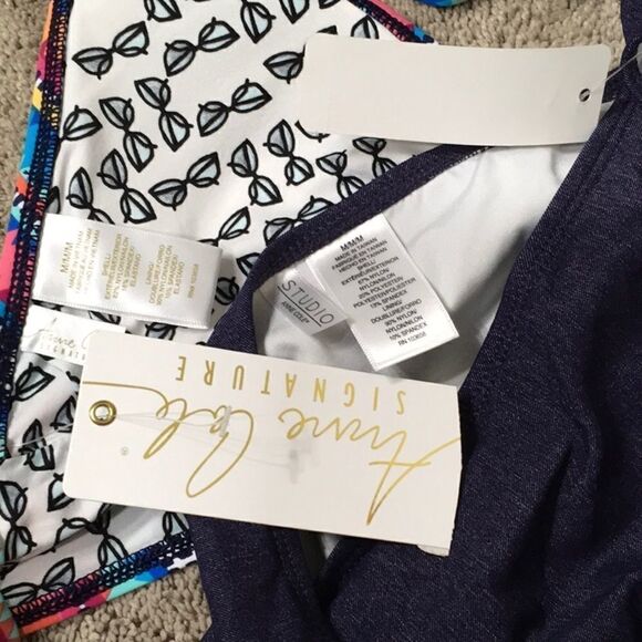 Anne Cole denim/multicolored stripe bikini set.NWT - Picture 7 of 10